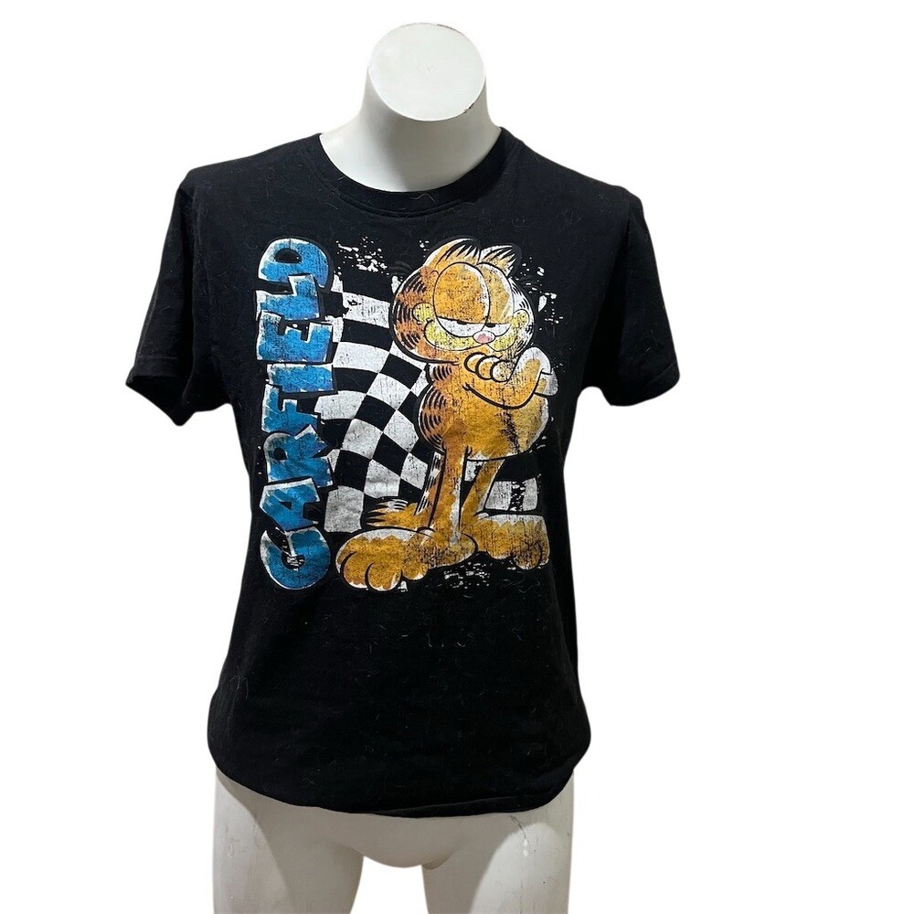 Five Below Garfield T-Shirt Unisex Adults Size S Black Checkered Graphic